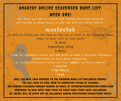 Anarchy Online Scavenger hunt list Week One!.png